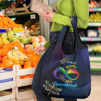 As Long As I Breathe You'll Be Remembered Grocery Bag Feather Infinity Luxury Dragonfly