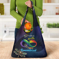 As Long As I Breathe You'll Be Remembered Grocery Bag Feather Infinity Luxury Dragonfly