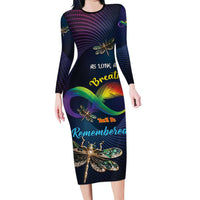 Personalized As Long As I Breathe You'll Be Remembered Long Sleeve Bodycon Dress Feather Infinity Luxury Dragonfly - Wonder Print Shop