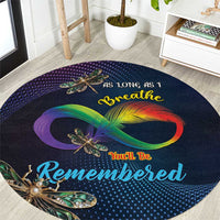As Long As I Breathe You'll Be Remembered Round Carpet Feather Infinity Luxury Dragonfly