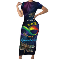 Personalized As Long As I Breathe You'll Be Remembered Short Sleeve Bodycon Dress Feather Infinity Luxury Dragonfly - Wonder Print Shop