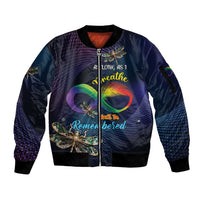 Personalized As Long As I Breathe You'll Be Remembered Sleeve Zip Bomber Jacket Feather Infinity Luxury Dragonfly - Wonder Print Shop