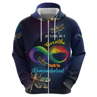 Personalized As Long As I Breathe You'll Be Remembered Zip Hoodie Feather Infinity Luxury Dragonfly - Wonder Print Shop