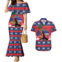 Personalized Ayiti Jwaye Nwel Couples Matching Mermaid Dress and Hawaiian Shirt Haiti Merry Christmas - Wonder Print Shop