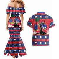 Personalized Ayiti Jwaye Nwel Couples Matching Mermaid Dress and Hawaiian Shirt Haiti Merry Christmas - Wonder Print Shop