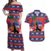 Personalized Ayiti Jwaye Nwel Couples Matching Off Shoulder Maxi Dress and Hawaiian Shirt Haiti Merry Christmas - Wonder Print Shop