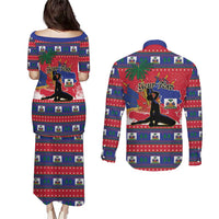 Personalized Ayiti Jwaye Nwel Couples Matching Puletasi and Long Sleeve Button Shirt Haiti Merry Christmas - Wonder Print Shop
