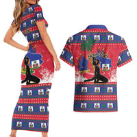 Personalized Ayiti Jwaye Nwel Couples Matching Short Sleeve Bodycon Dress and Hawaiian Shirt Haiti Merry Christmas - Wonder Print Shop