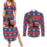 Personalized Ayiti Jwaye Nwel Couples Matching Summer Maxi Dress and Long Sleeve Button Shirt Haiti Merry Christmas - Wonder Print Shop