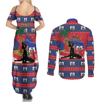 Personalized Ayiti Jwaye Nwel Couples Matching Summer Maxi Dress and Long Sleeve Button Shirt Haiti Merry Christmas - Wonder Print Shop
