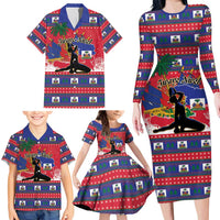 Personalized Ayiti Jwaye Nwel Family Matching Long Sleeve Bodycon Dress and Hawaiian Shirt Haiti Merry Christmas - Wonder Print Shop