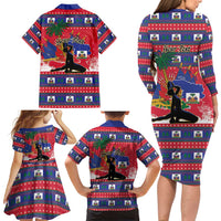 Personalized Ayiti Jwaye Nwel Family Matching Long Sleeve Bodycon Dress and Hawaiian Shirt Haiti Merry Christmas - Wonder Print Shop