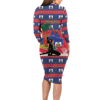 Personalized Ayiti Jwaye Nwel Family Matching Long Sleeve Bodycon Dress and Hawaiian Shirt Haiti Merry Christmas - Wonder Print Shop