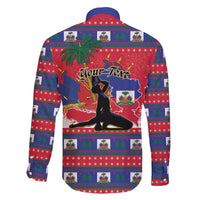 Personalized Ayiti Jwaye Nwel Family Matching Off The Shoulder Long Sleeve Dress and Hawaiian Shirt Haiti Merry Christmas - Wonder Print Shop