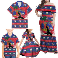 Personalized Ayiti Jwaye Nwel Family Matching Off Shoulder Maxi Dress and Hawaiian Shirt Haiti Merry Christmas - Wonder Print Shop