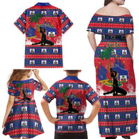 Personalized Ayiti Jwaye Nwel Family Matching Off Shoulder Maxi Dress and Hawaiian Shirt Haiti Merry Christmas - Wonder Print Shop