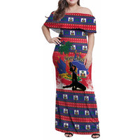 Personalized Ayiti Jwaye Nwel Family Matching Off Shoulder Maxi Dress and Hawaiian Shirt Haiti Merry Christmas - Wonder Print Shop
