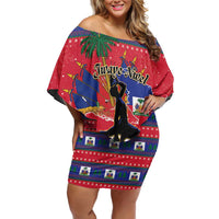 Personalized Ayiti Jwaye Nwel Family Matching Off Shoulder Short Dress and Hawaiian Shirt Haiti Merry Christmas - Wonder Print Shop