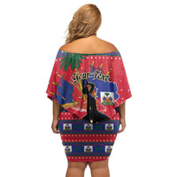 Personalized Ayiti Jwaye Nwel Family Matching Off Shoulder Short Dress and Hawaiian Shirt Haiti Merry Christmas - Wonder Print Shop