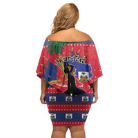 Personalized Ayiti Jwaye Nwel Family Matching Off Shoulder Short Dress and Hawaiian Shirt Haiti Merry Christmas - Wonder Print Shop
