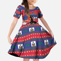 Personalized Ayiti Jwaye Nwel Family Matching Short Sleeve Bodycon Dress and Hawaiian Shirt Haiti Merry Christmas - Wonder Print Shop