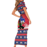 Personalized Ayiti Jwaye Nwel Family Matching Short Sleeve Bodycon Dress and Hawaiian Shirt Haiti Merry Christmas - Wonder Print Shop