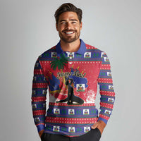 Personalized Ayiti Jwaye Nwel Long Sleeve Polo Shirt Haiti Merry Christmas - Wonder Print Shop