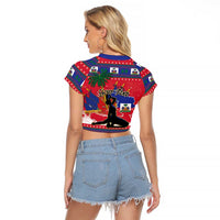 Personalized Ayiti Jwaye Nwel Raglan Cropped T Shirt Haiti Merry Christmas - Wonder Print Shop