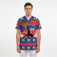 Personalized Ayiti Jwaye Nwel Scrub Top Haiti Merry Christmas - Wonder Print Shop