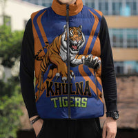 Custom Khulna Cricket Tigers Sleeveless Puffer Jacket Ready to Roar - Wonder Print Shop