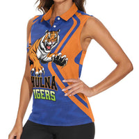 Custom Khulna Cricket Tigers Women Sleeveless Polo Shirt Ready to Roar - Wonder Print Shop