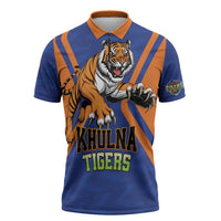 Custom Khulna Cricket Tigers Zipper Polo Shirt Ready to Roar - Wonder Print Shop