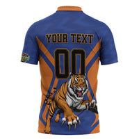Custom Khulna Cricket Tigers Zipper Polo Shirt Ready to Roar - Wonder Print Shop