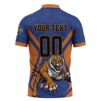 Custom Khulna Cricket Tigers Zipper Polo Shirt Ready to Roar - Wonder Print Shop