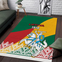 Lithuania Independence Day Personalized Area Rug Lietuva Vytis 106th Anniversary - Wonder Print Shop