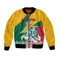 Lithuania Independence Day Personalized Bomber Jacket Lietuva Vytis 106th Anniversary - Wonder Print Shop