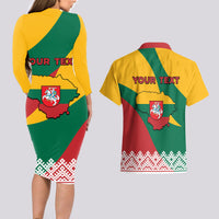 Lithuania Independence Day Personalized Couples Matching Long Sleeve Bodycon Dress and Hawaiian Shirt Lietuva Vytis 106th Anniversary - Wonder Print Shop