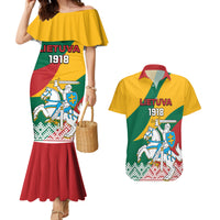 Lithuania Independence Day Personalized Couples Matching Mermaid Dress and Hawaiian Shirt Lietuva Vytis 106th Anniversary - Wonder Print Shop