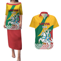 Lithuania Independence Day Personalized Couples Matching Puletasi and Hawaiian Shirt Lietuva Vytis 106th Anniversary - Wonder Print Shop