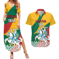 Lithuania Independence Day Personalized Couples Matching Summer Maxi Dress and Hawaiian Shirt Lietuva Vytis 106th Anniversary - Wonder Print Shop