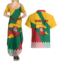 Lithuania Independence Day Personalized Couples Matching Summer Maxi Dress and Hawaiian Shirt Lietuva Vytis 106th Anniversary - Wonder Print Shop