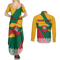 Lithuania Independence Day Personalized Couples Matching Summer Maxi Dress and Long Sleeve Button Shirt Lietuva Vytis 106th Anniversary - Wonder Print Shop