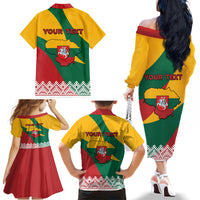Lithuania Independence Day Personalized Family Matching Off Shoulder Long Sleeve Dress and Hawaiian Shirt Lietuva Vytis 106th Anniversary - Wonder Print Shop