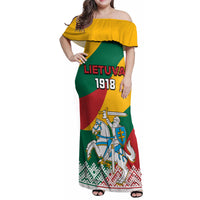 Lithuania Independence Day Personalized Family Matching Off Shoulder Maxi Dress and Hawaiian Shirt Lietuva Vytis 106th Anniversary - Wonder Print Shop