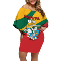 Lithuania Independence Day Personalized Family Matching Off Shoulder Short Dress and Hawaiian Shirt Lietuva Vytis 106th Anniversary - Wonder Print Shop
