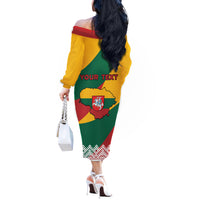 Lithuania Independence Day Personalized Off The Shoulder Long Sleeve Dress Lietuva Vytis 106th Anniversary - Wonder Print Shop