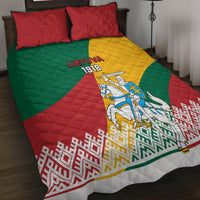 Lithuania Independence Day Personalized Quilt Bed Set Lietuva Vytis 106th Anniversary - Wonder Print Shop