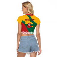 Lithuania Independence Day Personalized Raglan Cropped T Shirt Lietuva Vytis 106th Anniversary - Wonder Print Shop