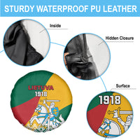 Lithuania Independence Day Personalized Spare Tire Cover Lietuva Vytis 106th Anniversary - Wonder Print Shop