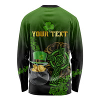 Leprechaun Hat Gold Coins St Patricks Day Personalized Long Sleeve Shirt With Irish Celtic Shamrock - Wonder Print Shop